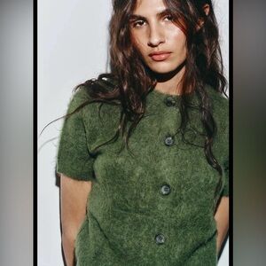 Zara Green Button-Up Jacket